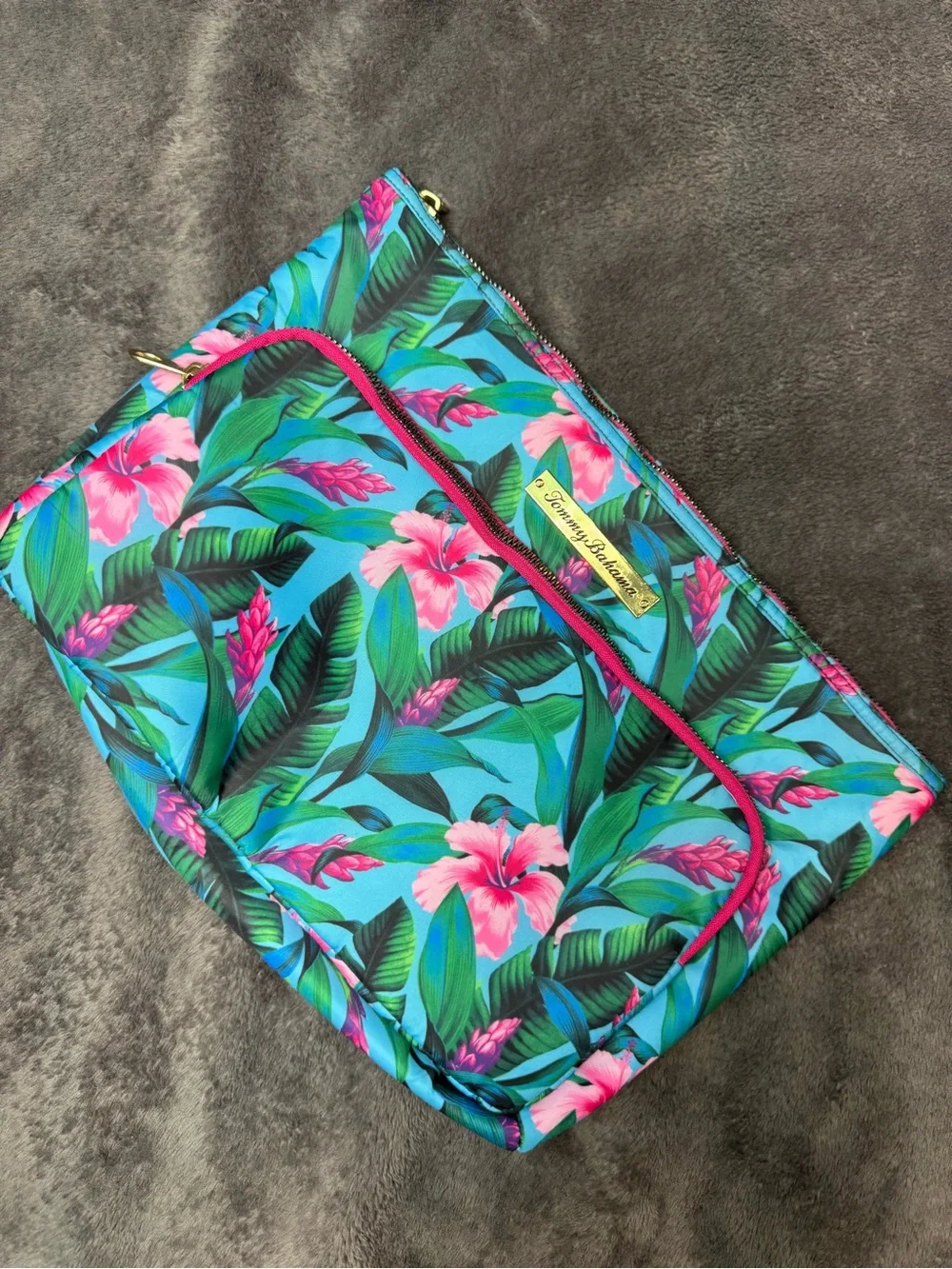 Tommy Bahama Turquoise, Pink & Green Tropical Zip Pouch